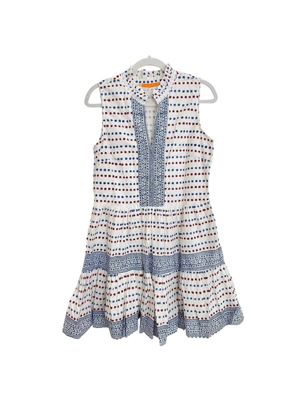 OLIPHANT Tuckernuck Yoke Short Mini Dress Firework Star Ellis Blue Red White M